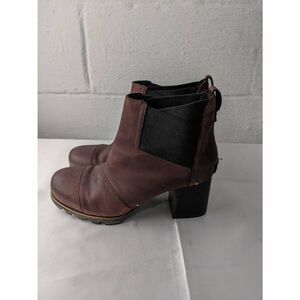 Sorel Addington Chelsea Leather Ankle Boots Womens‎ Size 10 Maroon Red